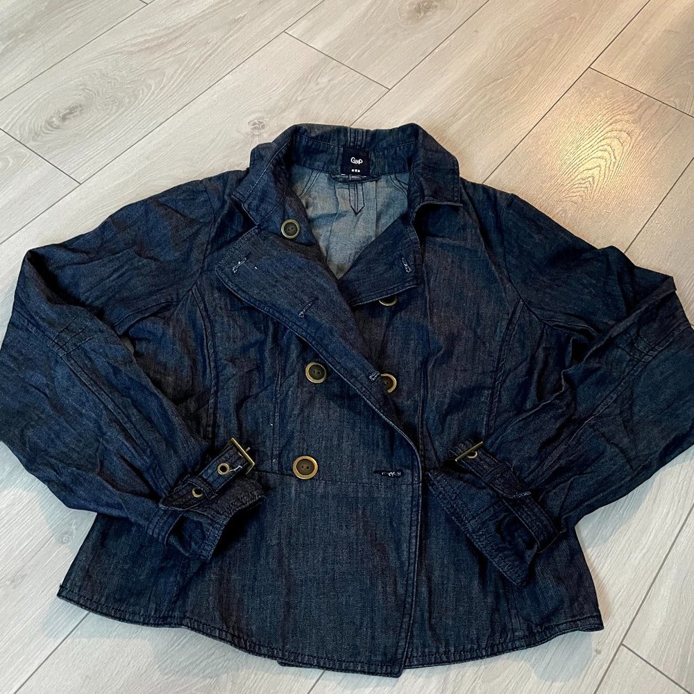 GAP Ruffle Denim Jacket Sz Large